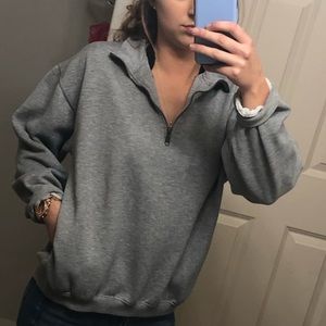 Grey quarter zip pullover super soft